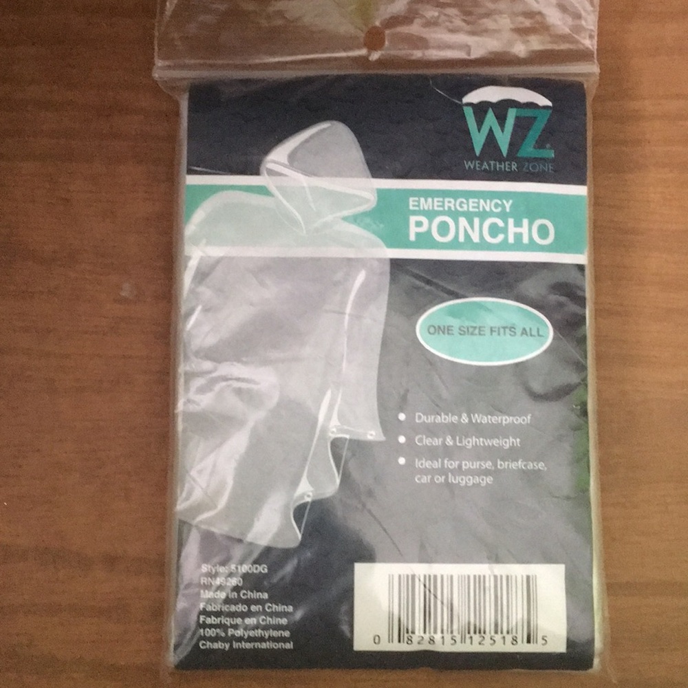 Emergency Poncho never opened
